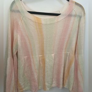 Anthropologie summer sweater, gorgeous pastel colors and bell sleeves.